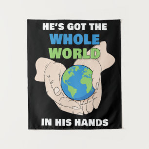 Hij heeft de hele wereld in zijn handen - Faith Ki Wandkleed