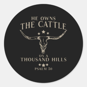 Hij heeft de veetel op duizend psalm. ronde sticker