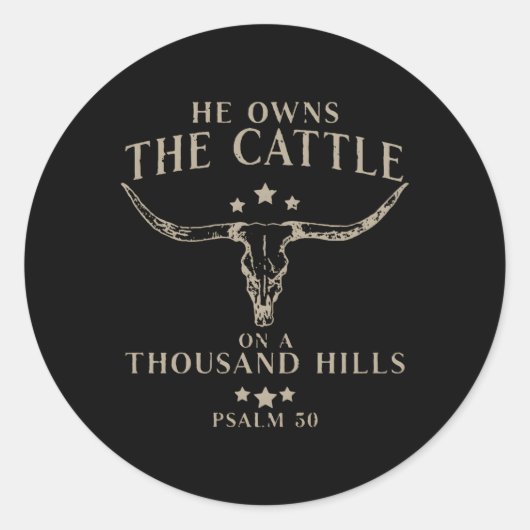 Hij heeft de veetel op duizend psalm. ronde sticker (Voorkant)