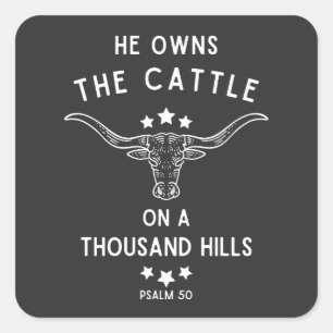 Hij heeft de veetel op duizend psalm. vierkante sticker