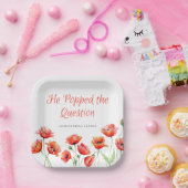 Hij Heeft de Vraag Gesteld Klaproos Bruidsfeest Papieren Bordje (Feest)