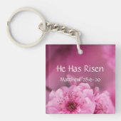 Hij heeft een Bijbelverse gerezen met roze paarse  Sleutelhanger (Voorkant)