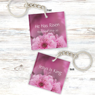 Hij heeft een Bijbelverse gerezen met roze paarse  Sleutelhanger