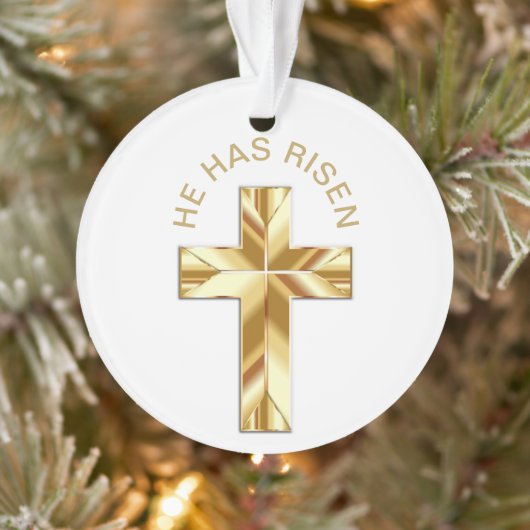 Hij heeft een religieus Golden Cross Kerstmis gewo Ornament (Boom)