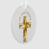 Hij heeft een religieus Golden Cross Kerstmis gewo Ornament (voorkant)