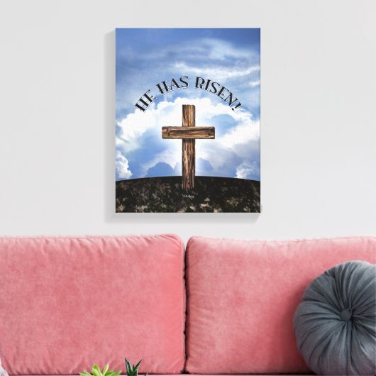 Hij heeft een rigoureus dwarse hemel canvas afdruk (Insitu (Woonkamer))