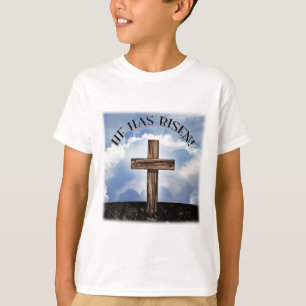 Hij heeft een rigoureus dwarse hemel t-shirt