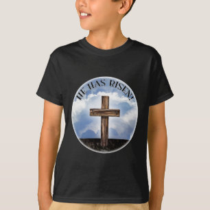 Hij heeft een rigoureus dwarse hemel t-shirt