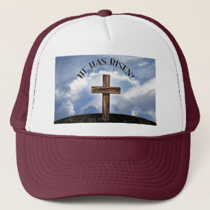Hij heeft een rigoureus dwarse hemel trucker pet