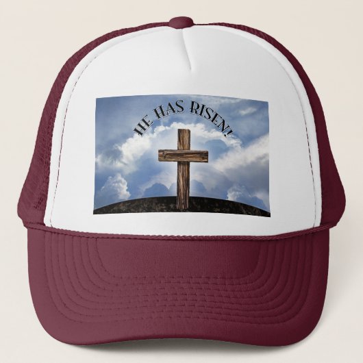 Hij heeft een rigoureus dwarse hemel trucker pet (Voorkant)