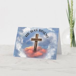 Hij heeft een ruig kruis met wolken. feestdagen kaart