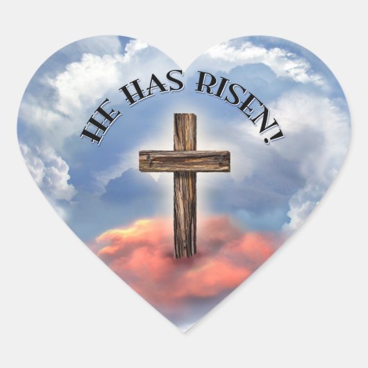 Hij heeft een ruig kruis met wolken. hart sticker (Voorkant)