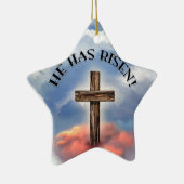 Hij heeft een ruig kruis met wolken. keramisch ornament (Rechts)