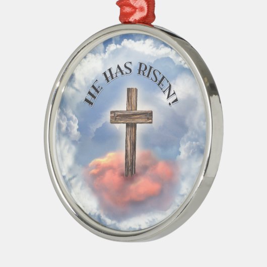 Hij heeft een ruig kruis met wolken. metalen ornament (Links)