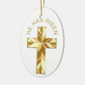 Hij heeft een witte Religieus Golden Cross Pasen v Keramisch Ornament (Links)