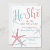 Hij heeft haar Pink Blue Summer Gender Reveal gege Kaart (Voorkant)