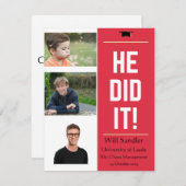 HIJ HEEFT HET GEDAAN. Aankondiging afstuderen met (Voorkant / Achterkant)