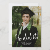 Hij heeft het gedaan! Afstuderen fotouitnodiging Kaart (Voorkant)