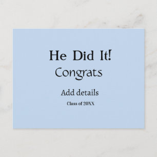 hij heeft het gedaan gefeliciteerd afstuderen voeg briefkaart