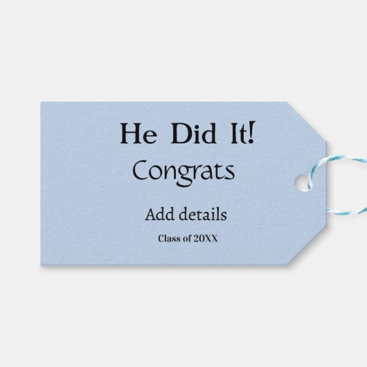 hij heeft het gedaan gefeliciteerd afstuderen voeg cadeaulabel (Voorkant (Horizontaal))