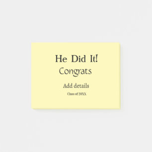 hij heeft het gedaan gefeliciteerd afstuderen voeg post-it® notes