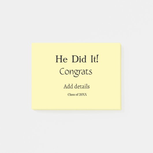 hij heeft het gedaan gefeliciteerd afstuderen voeg post-it® notes (Voorkant)