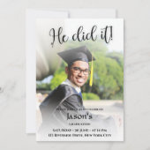 Hij heeft het gedaan! White Gradient Photo-Afstude Kaart (Voorkant)