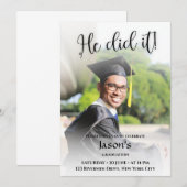 Hij heeft het gedaan! White Gradient Photo-Afstude Kaart (Voorkant / Achterkant)