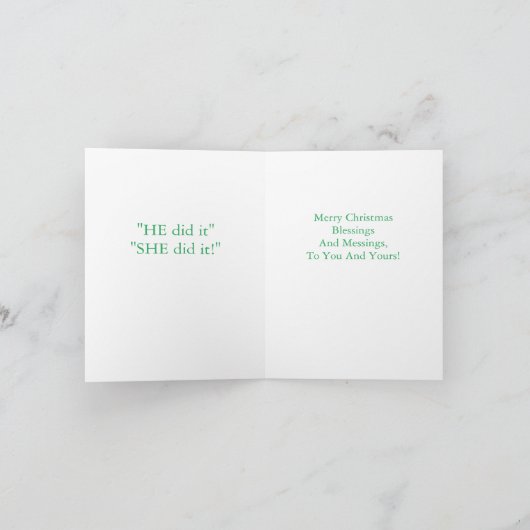 Hij heeft het gedaan.  Ze heeft het gedaan. - Nieu Feestdagen Kaart (Binnen)
