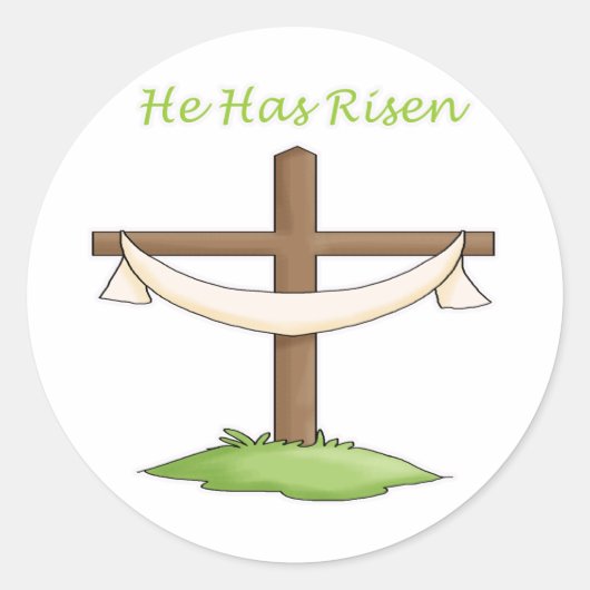 Hij heeft het kruis opgestaan ronde sticker (Voorkant)