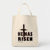 Hij heeft het kruis opgestaan tote bag (Voorkant)