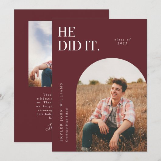 Hij heeft het Rode Arch Afstuderen aangekondigd Kaart (Voorkant / Achterkant)