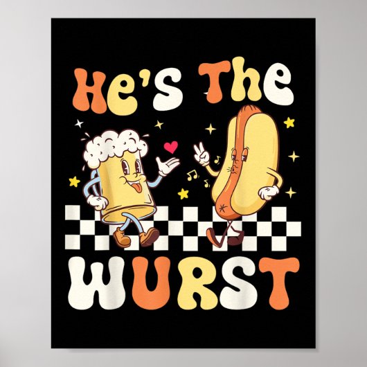 Hij heeft het Wurst Retro Sausage Beer cadeau voor Poster (Voorkant)