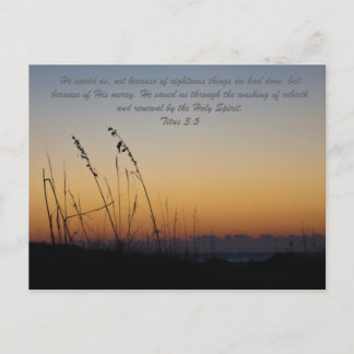 Hij heeft ons gered, niet vanwege de juiste dingen briefkaart