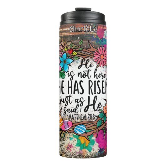 Hij heeft Paashoorns verrezen Thermosbeker (Voorkant)