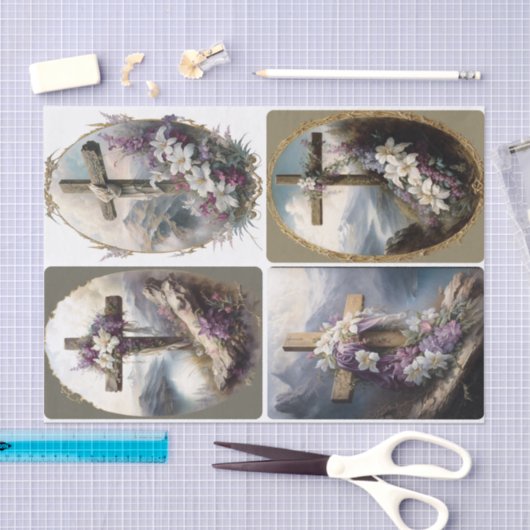 Hij heeft paaskruising gehad tissuepapier (Craft)