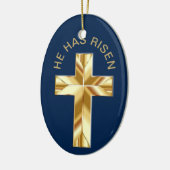 Hij heeft Religieuze Golden Cross Pasen gewonnen Keramisch Ornament (Links)