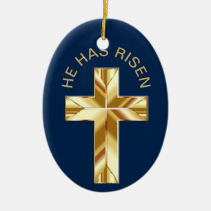 Hij heeft Religieuze Golden Cross Pasen gewonnen Keramisch Ornament