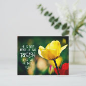 Hij heeft RISEN Bible Verse Tulips Paastijd Briefkaart (Staand voorkant)