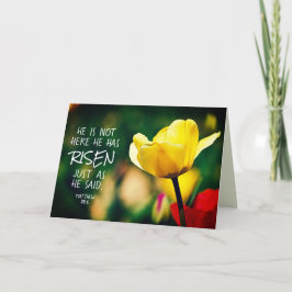Hij heeft RISEN Bible Verse Tulips Paastijd Feestdagen Kaart