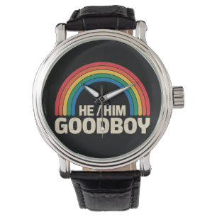 Hij Hem Goede Jongen Regenboog LGBTQ Gay Pride Bon Horloge