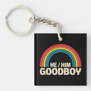 Hij Hem Goede Jongen Regenboog LGBTQ Gay Pride Bon Sleutelhanger