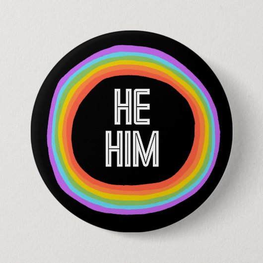 HIJ HEM Kleurrijke gender-regenboogcirculatieprono Ronde Button 7,6 Cm (Voorkant)
