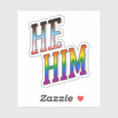 Hij/hem Progress Pride Sticker (Vel)