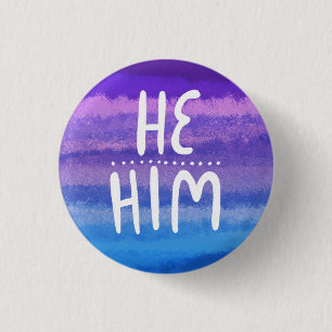 HIJ/HEM Pronounge Colorful Handlettered Waterverf Ronde Button 3,2 Cm