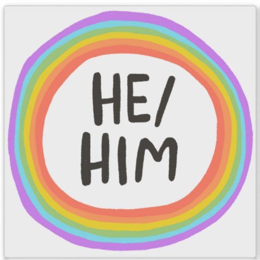 HIJ/HEM Pronounge Rainbow Circle Handlettering Sticker (Voorkant)