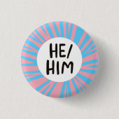 HIJ/HEM Pronounounge Colorful Trans Flag Pink Blue Ronde Button 3,2 Cm (Voorkant)