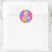 HIJ/HEM Pronounouns Rainbow Handlettering Sheet of Ronde Sticker (Tas)
