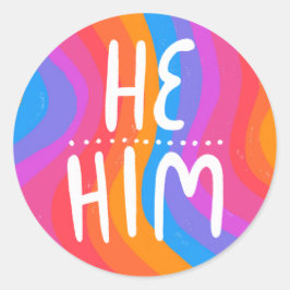 HIJ/HEM Pronounouns Rainbow Handlettering Sheet of Ronde Sticker