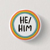 HIJ/HEM Pronounouns Rainbow Soft Circle Ring Ronde Button 3,2 Cm (Voorkant)